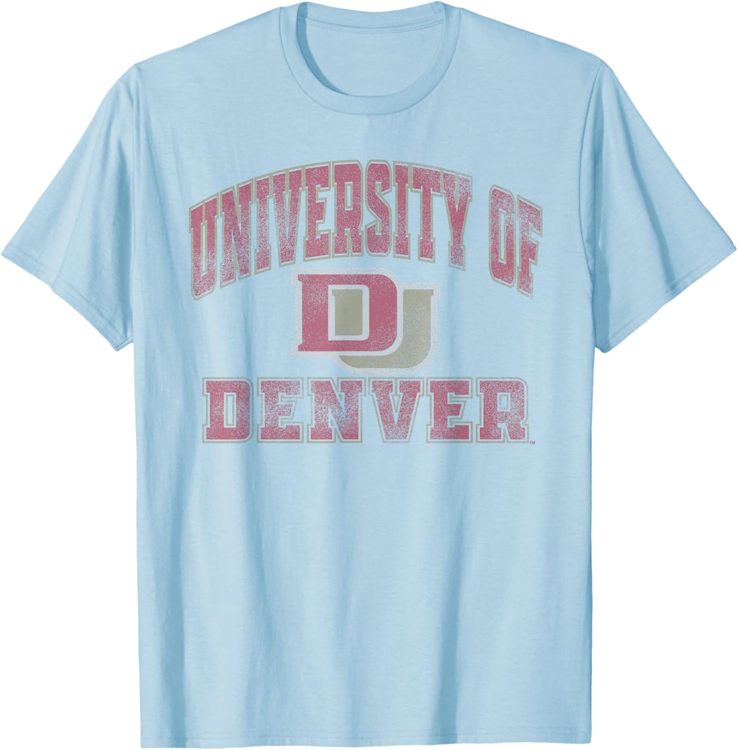 Denver Pioneers Vintage Worn Gray Officially Licensed T-Shirt - T-Shirt | Light Blue