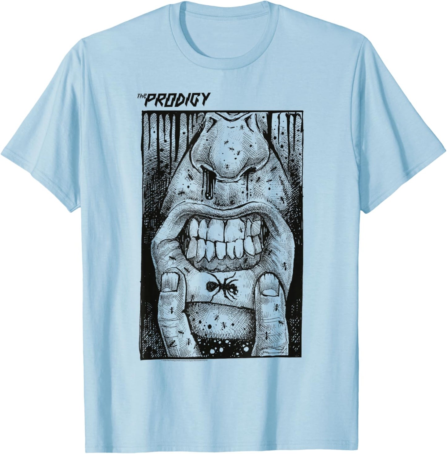 Official The Prodigy Lip Tat Big Beat Electro Band T-Shirt - T-Shirt | Light Blue