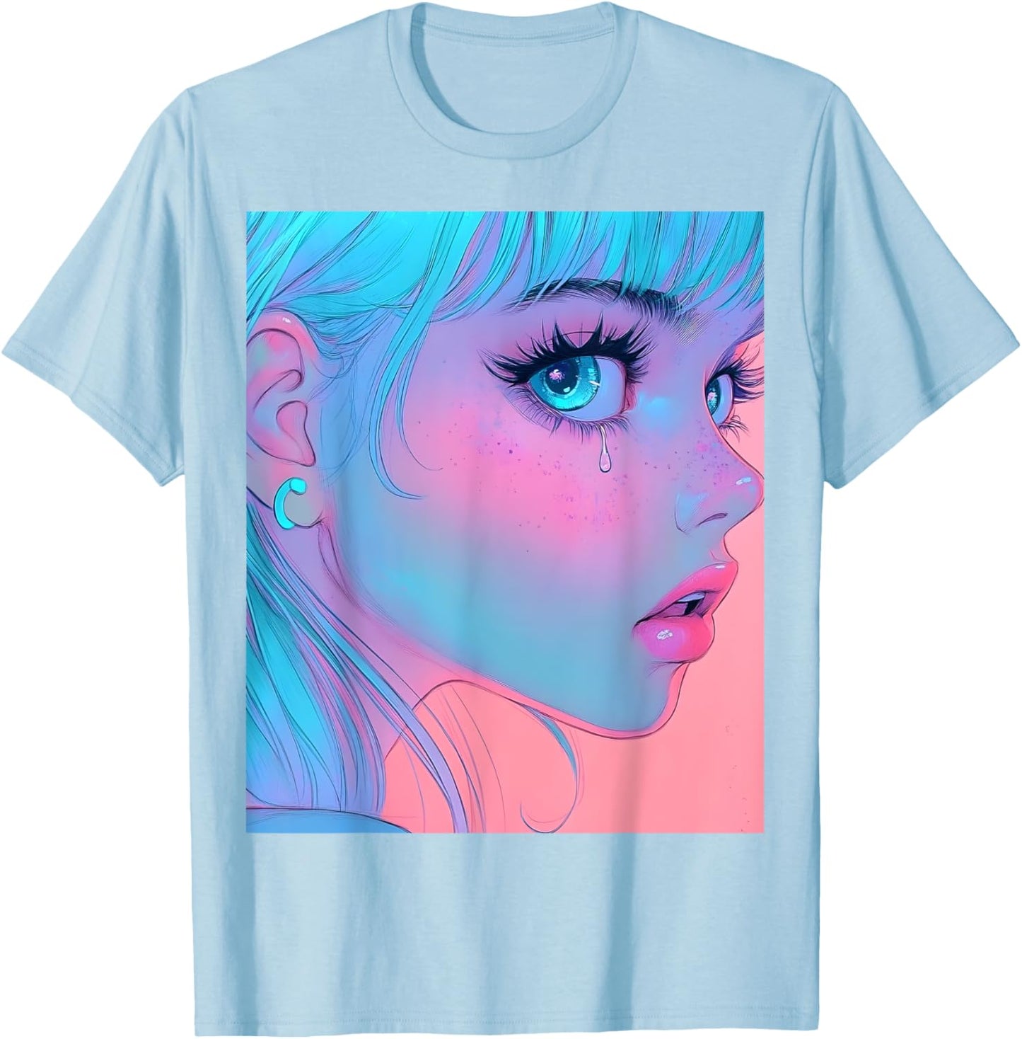 Anime Girl Vaporwave Egirl Aesthetic Japanese Otaku T-Shirt - T-Shirt | Light Blue