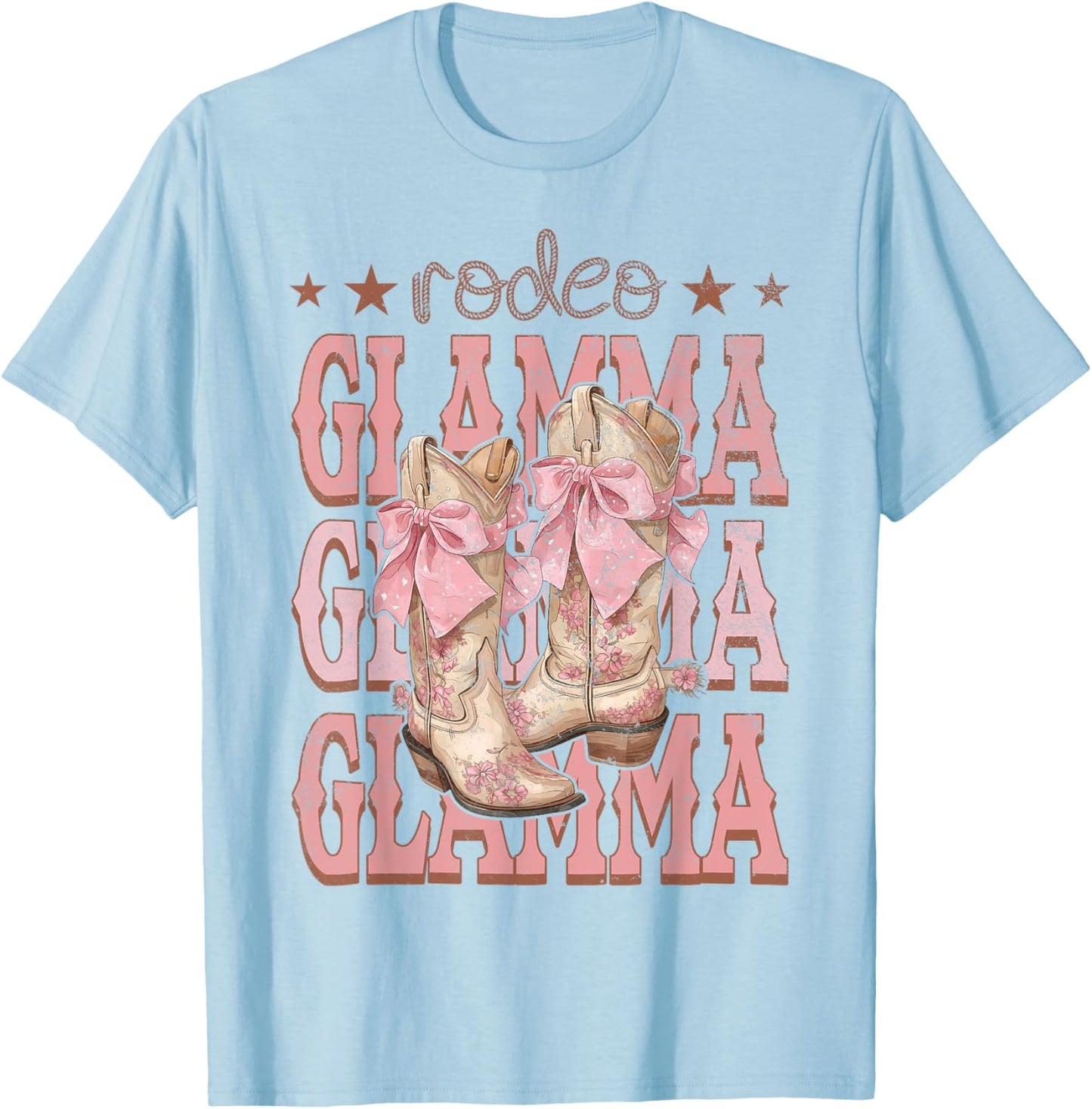 Rodeo Glamma Pink Boots Coquette Cow-Girl Birthday Party T-Shirt - T-Shirt | Light Blue