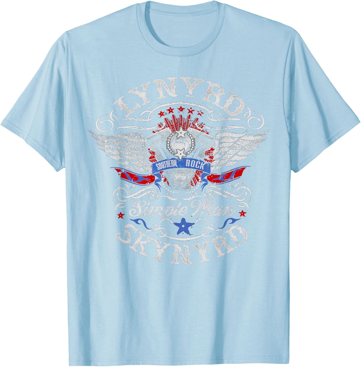 Lynyrd Skynyrd Simple Man Southern Rock N Roll Biker Vintage T-Shirt - T-Shirt | Light Blue