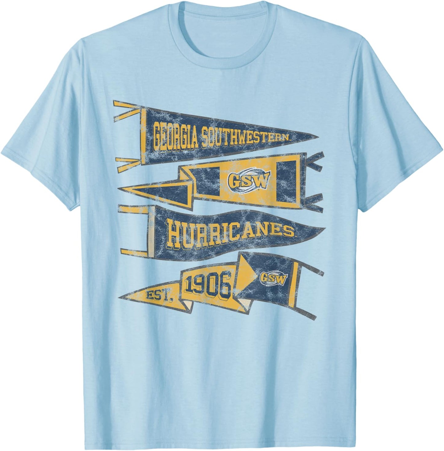 Georgia Southwestern State GSW Hurricanes Pennants T-Shirt - T-Shirt | Light Blue