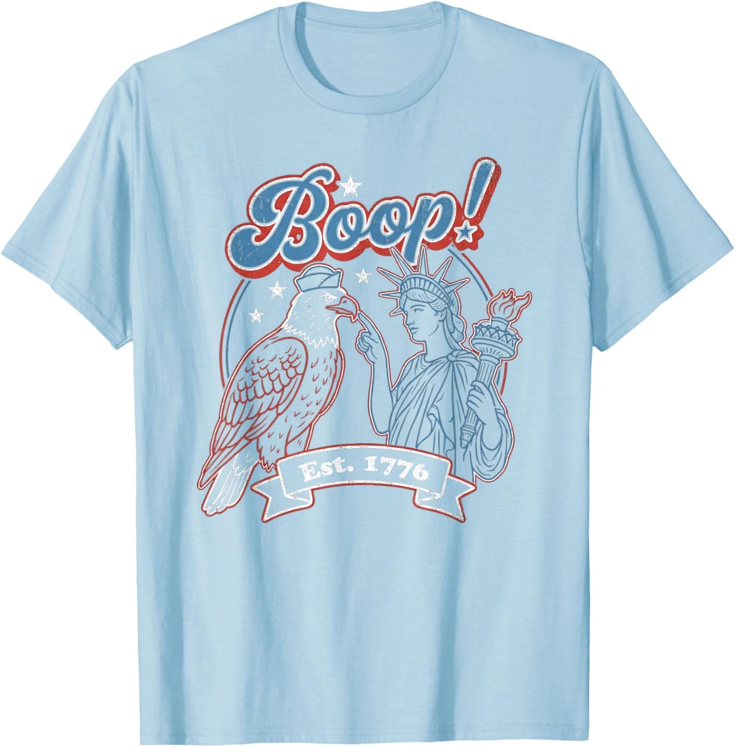 Boop 4th of July Retro Eagle Liberty America Vintage USA T-Shirt - T-Shirt | Light Blue