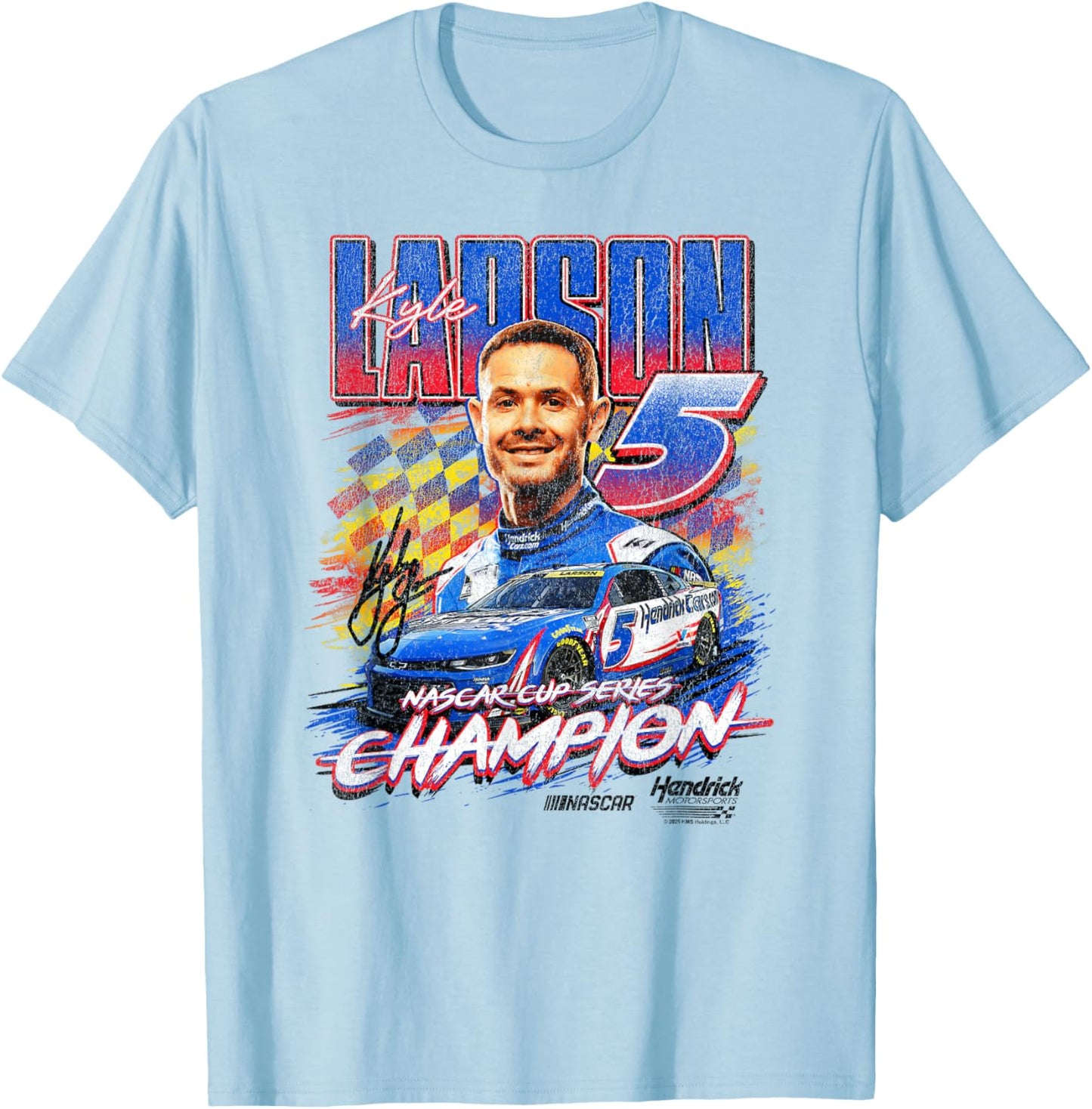 Hendrick Motorsports Kyle Larson Nascar Cup Series Champion T-Shirt - T-Shirt | Light Blue