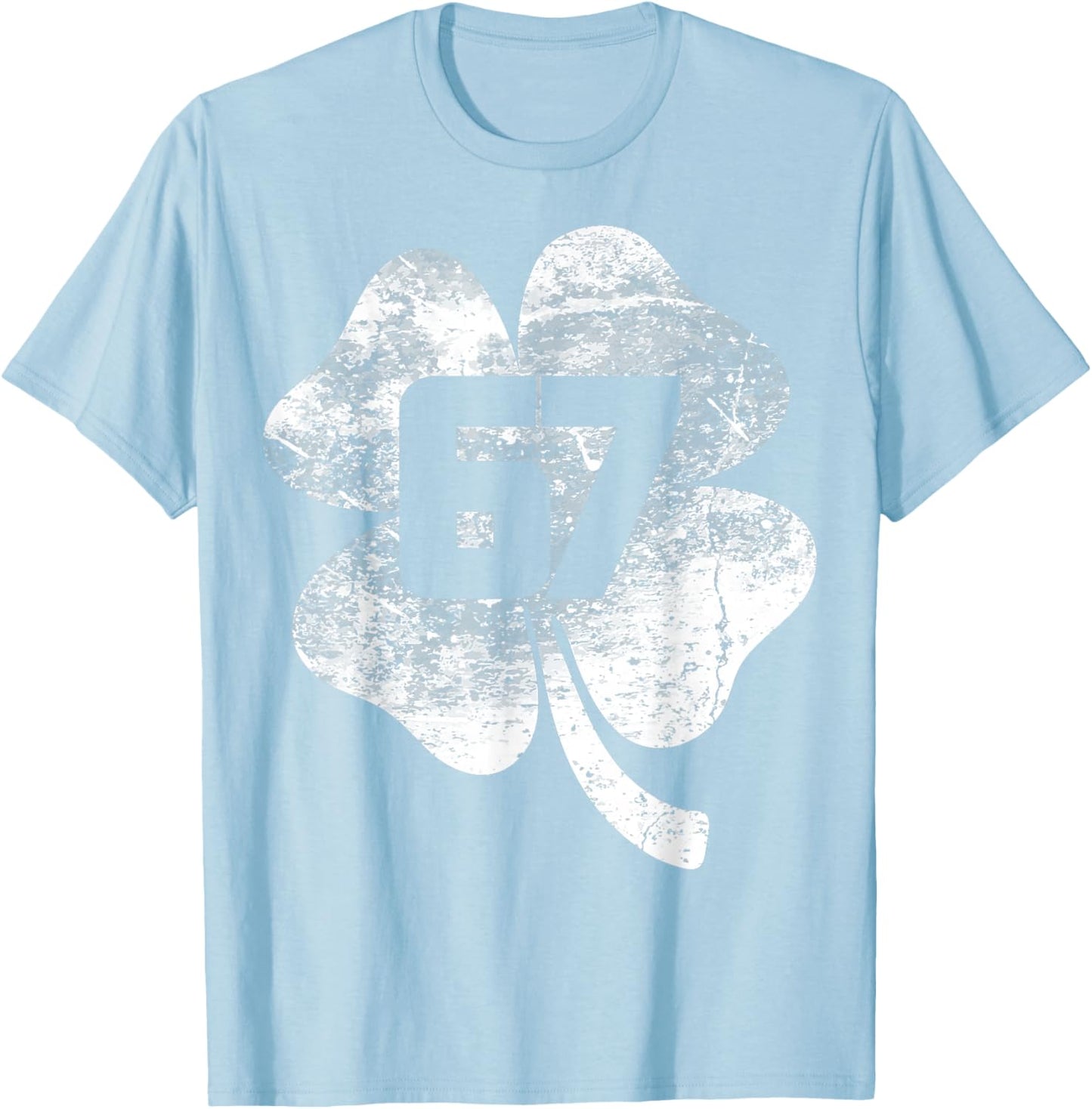 Lucky 67 Clover Green Shamrock St Patrick Vintage Design T-Shirt - T-Shirt | Light Blue
