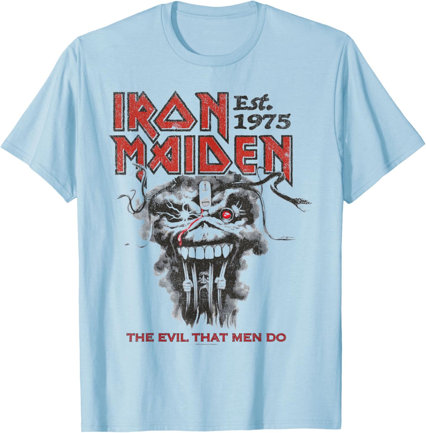 Iron Maiden The Evil that Men Do On White T-Shirt - T-Shirt | Light Blue
