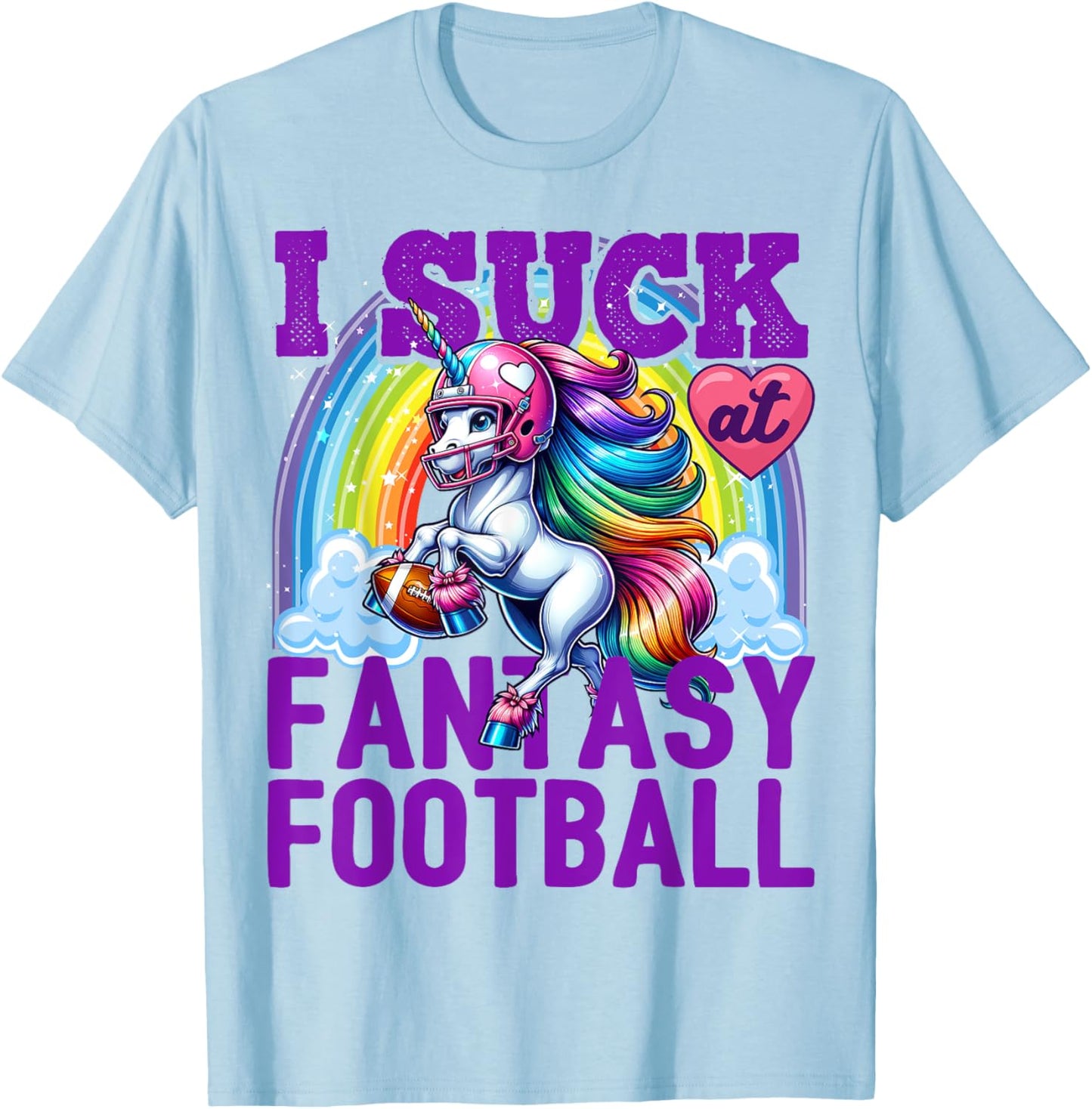 I Suck at Fantasy Football Unicorn Rainbow Loser Men T-Shirt - T-Shirt | Light Blue