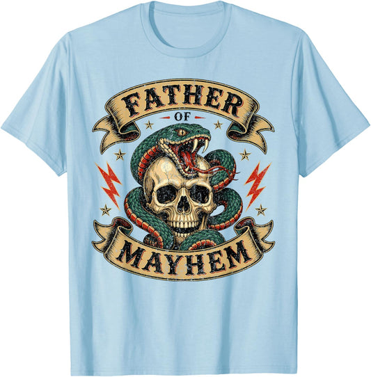 Father of Mayhem Men Dad Funny Father's Day Matching Family T-Shirt - T-Shirt | Light Blue