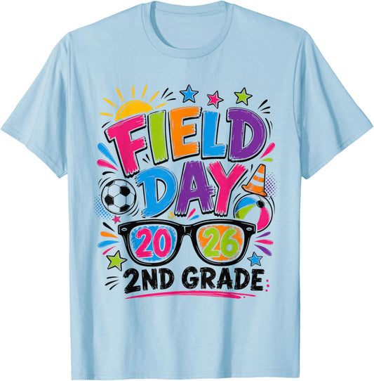 Field Day 2nd Grade Field Day Fun Day Teacher Student T-Shirt - T-Shirt | Light Blue