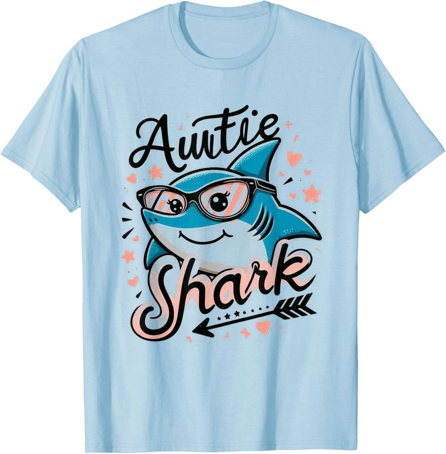 Auntie Shark Funny Shark Matching Family T-Shirt - T-Shirt | Light Blue