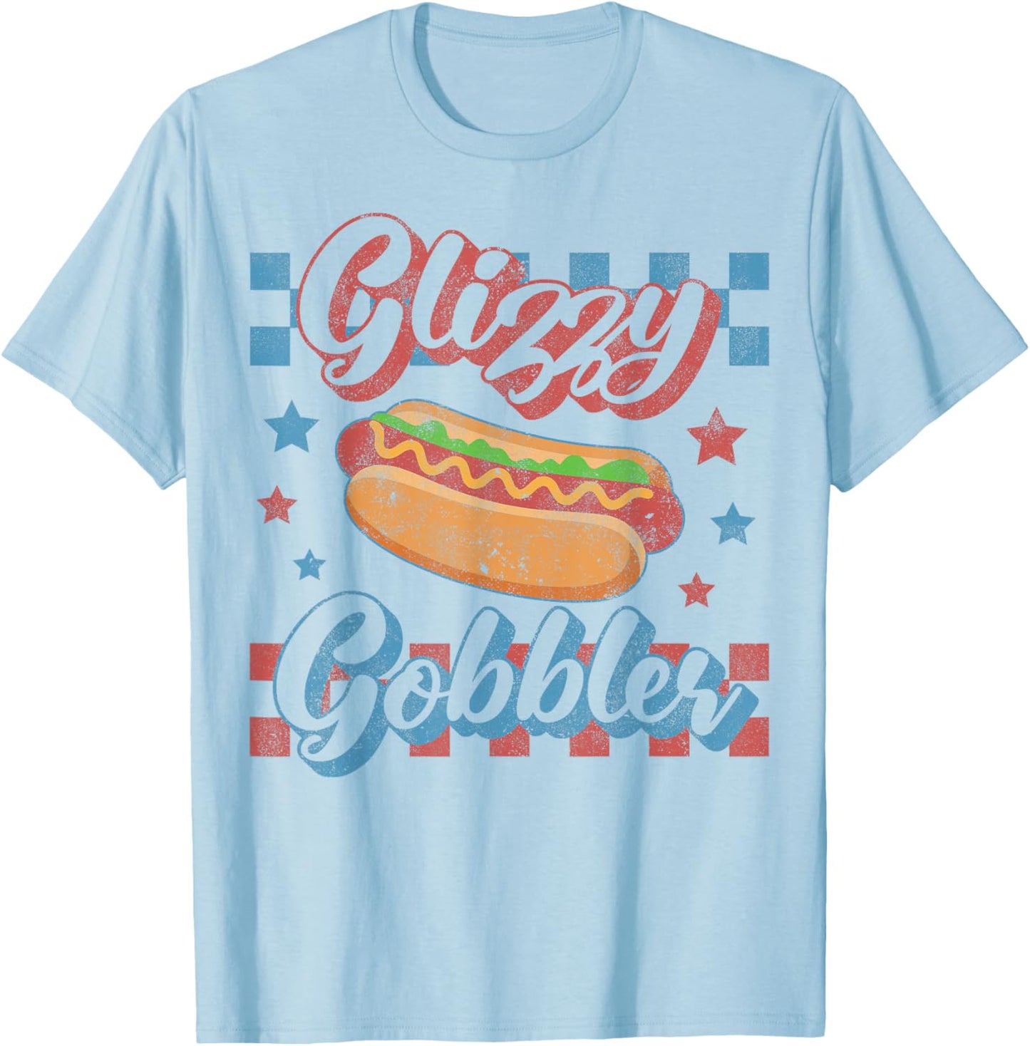 Hotdog Glizzy Gobbler Vintage 4th of July Hot Dog T-Shirt - T-Shirt | Light Blue