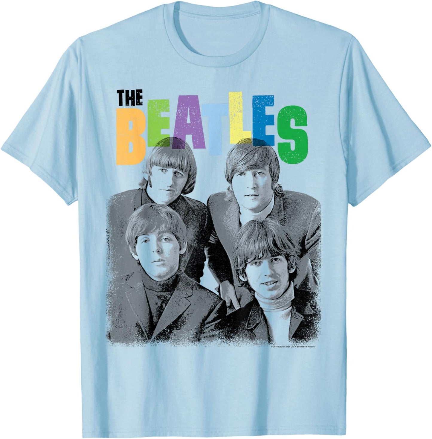The Beatles -Color Layers Retro Pop Design T-Shirt - T-Shirt | Light Blue