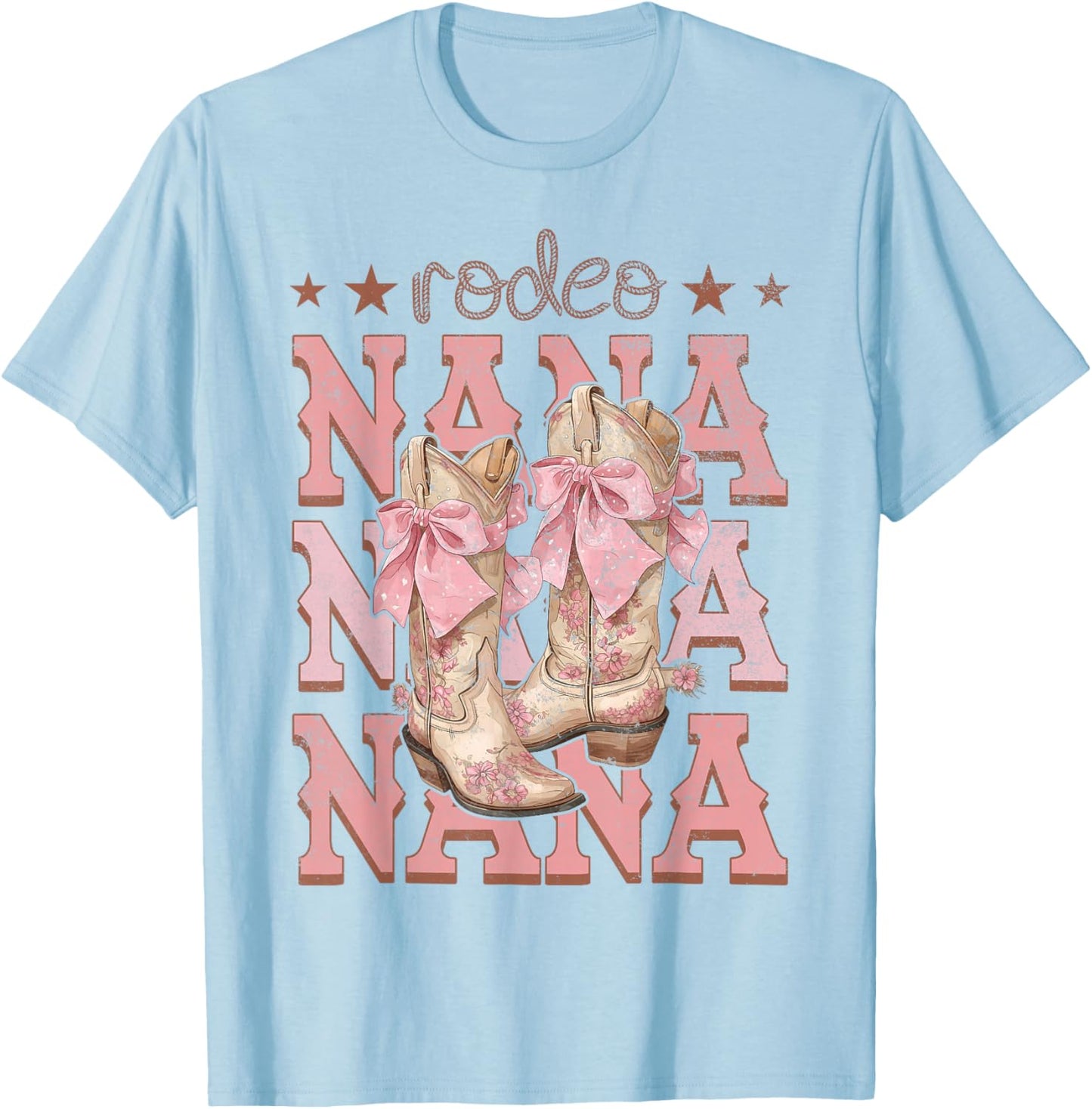 Rodeo Nana Pink Boots Coquette Cow-Girl Birthday Party T-Shirt - T-Shirt | Light Blue