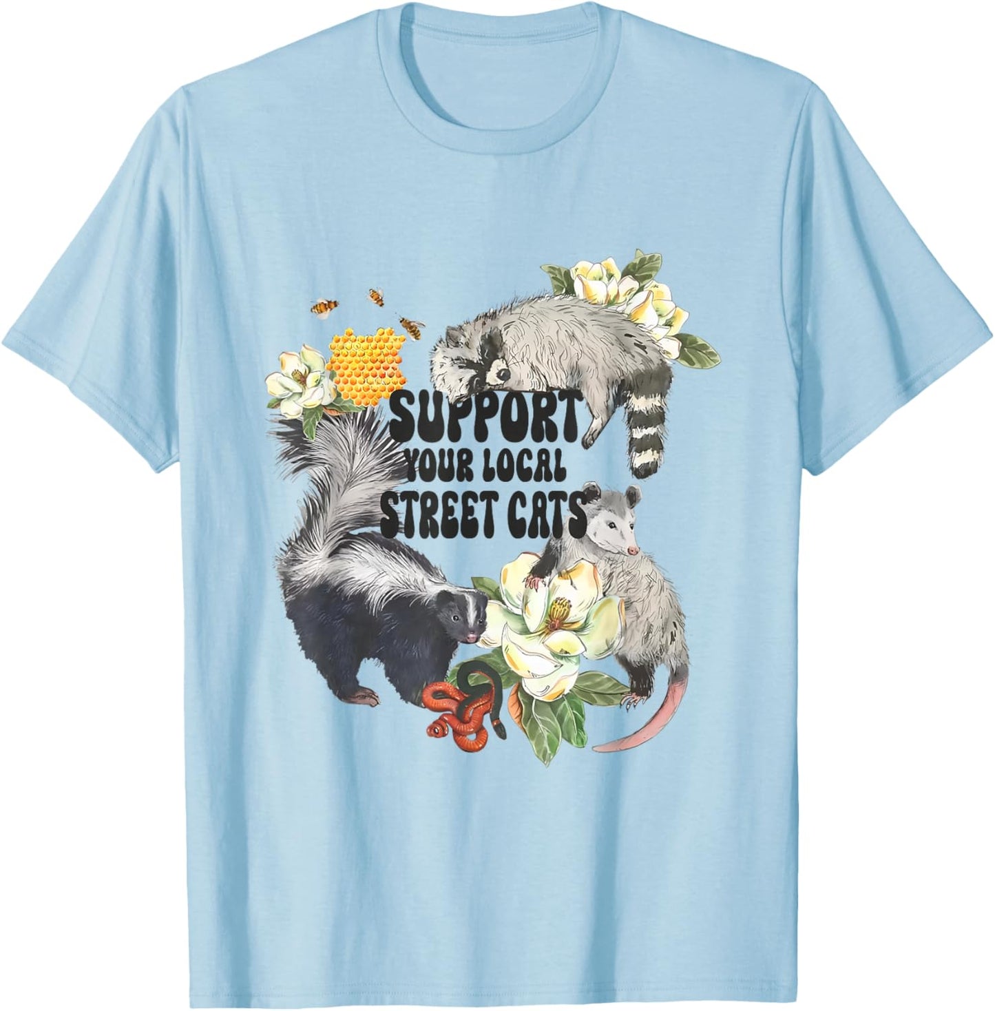 Support Your Local Street Cats Team Trash Street Cats Squad T-Shirt - T-Shirt | Light Blue