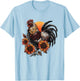 Rooster Orange Pattern Rooster Women Men T-Shirt - T-Shirt | Light Blue