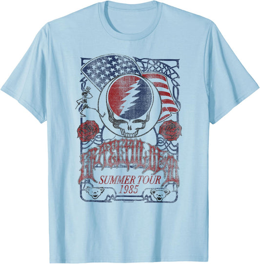 Grateful Dead Americana Summer '85 Tour Vintage Band T-Shirt - T-Shirt | Light Blue
