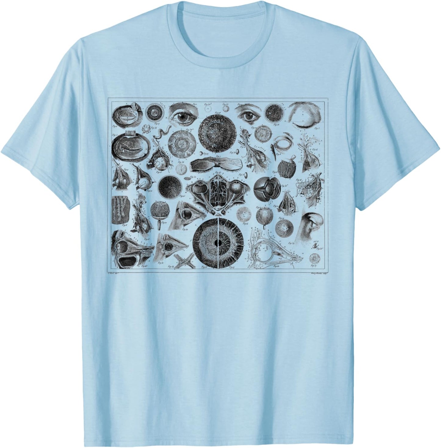The Human Eye Eyeball Vintage 1800 Anatomy T-Shirt - T-Shirt | Light Blue