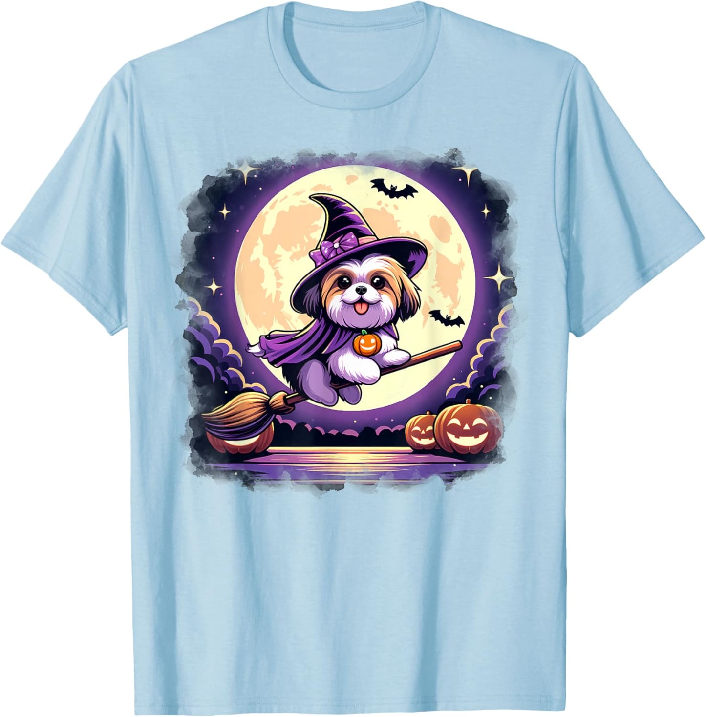 Cute Shih Tzu Halloween Costume Shirt Dog Lover Women Girls T-Shirt - T-Shirt | Light Blue