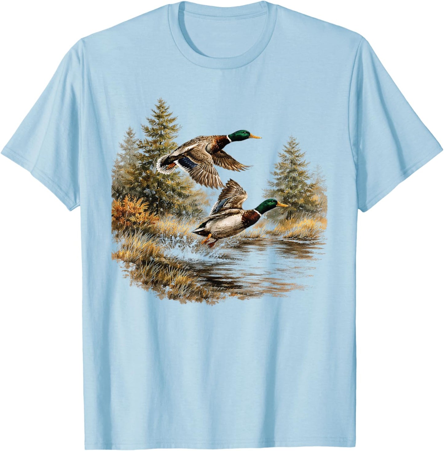 Vintage Wildlife 90s Mallard Ducks Hunting Season T-Shirt - T-Shirt | Light Blue