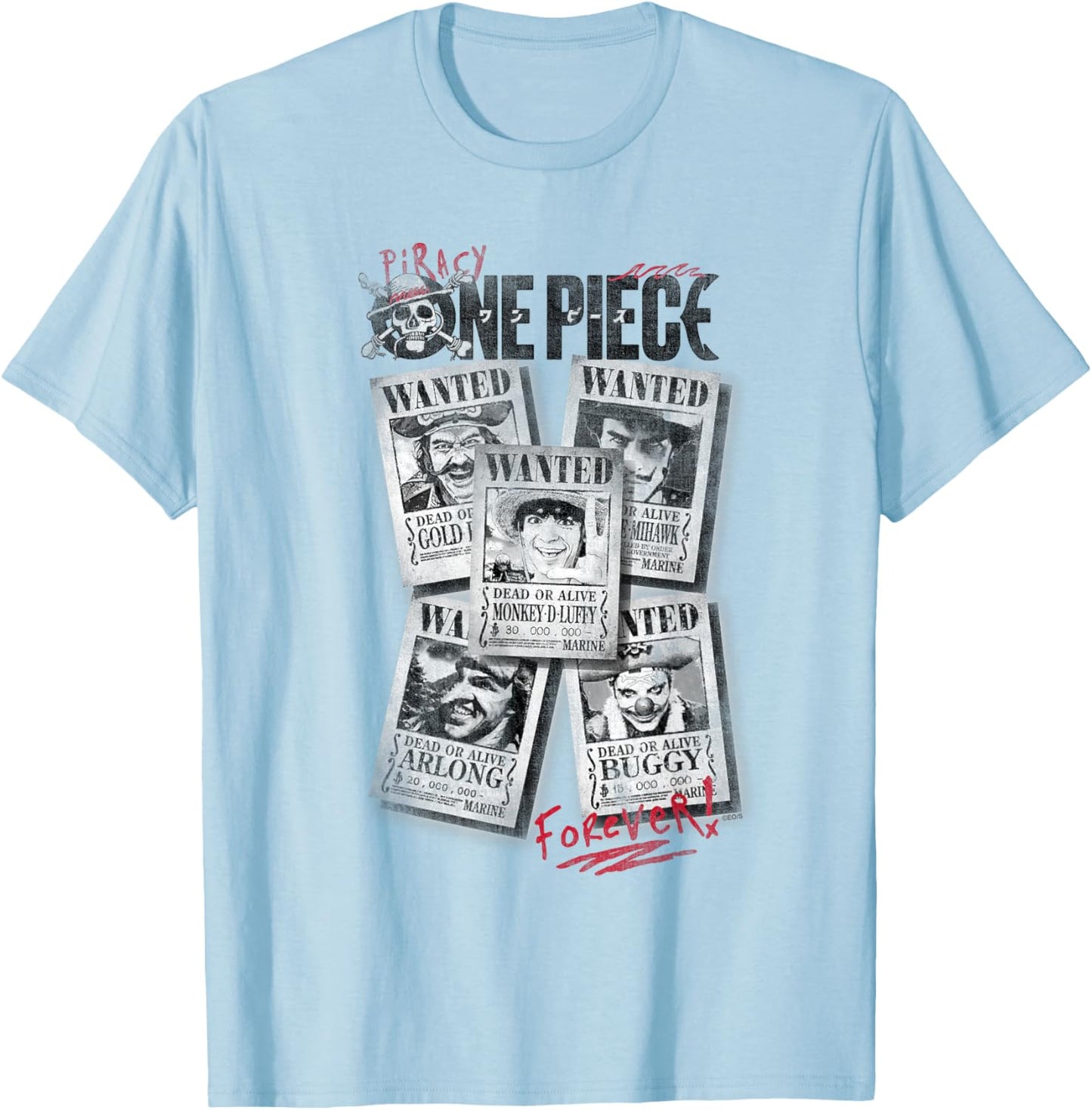 One Piece Wanted Posters T-Shirt - T-Shirt | Light Blue