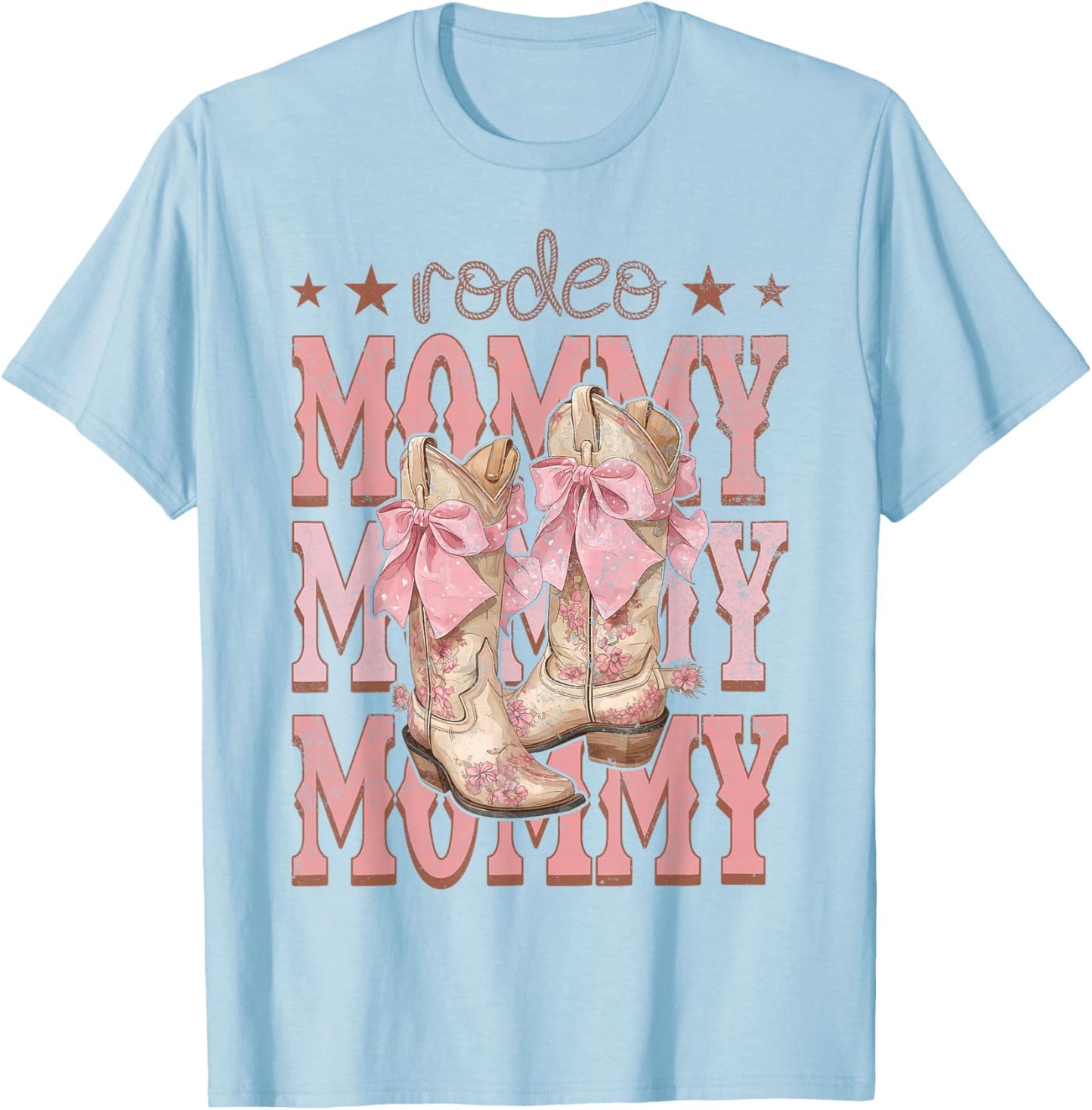 Rodeo Mommy Pink Boots Coquette Cow-Girl Birthday Party T-Shirt - T-Shirt | Light Blue