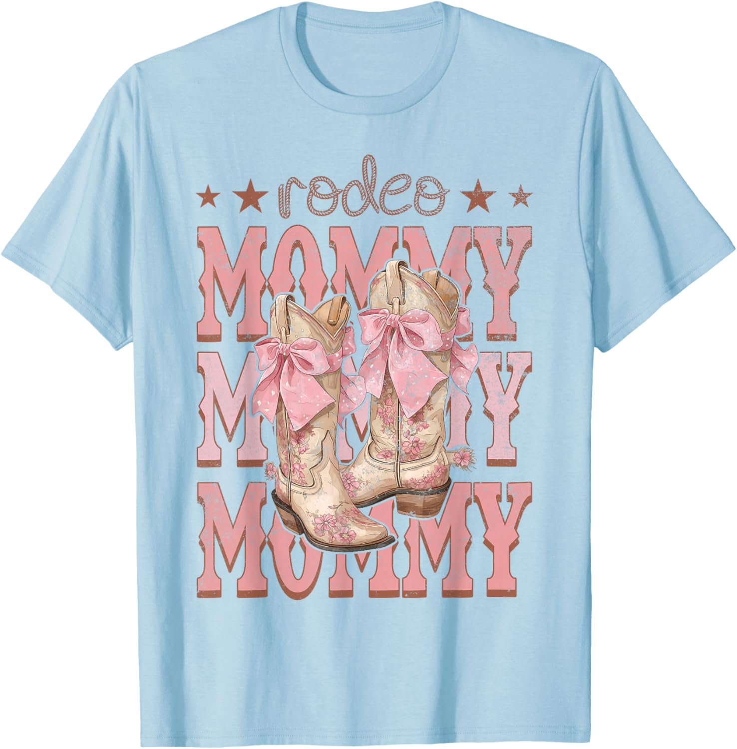 Rodeo Mommy Pink Boots Coquette Cow-Girl Birthday Party T-Shirt - T-Shirt | Light Blue