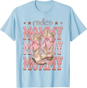 Rodeo Mommy Pink Boots Coquette Cow-Girl Birthday Party T-Shirt - T-Shirt | Light Blue