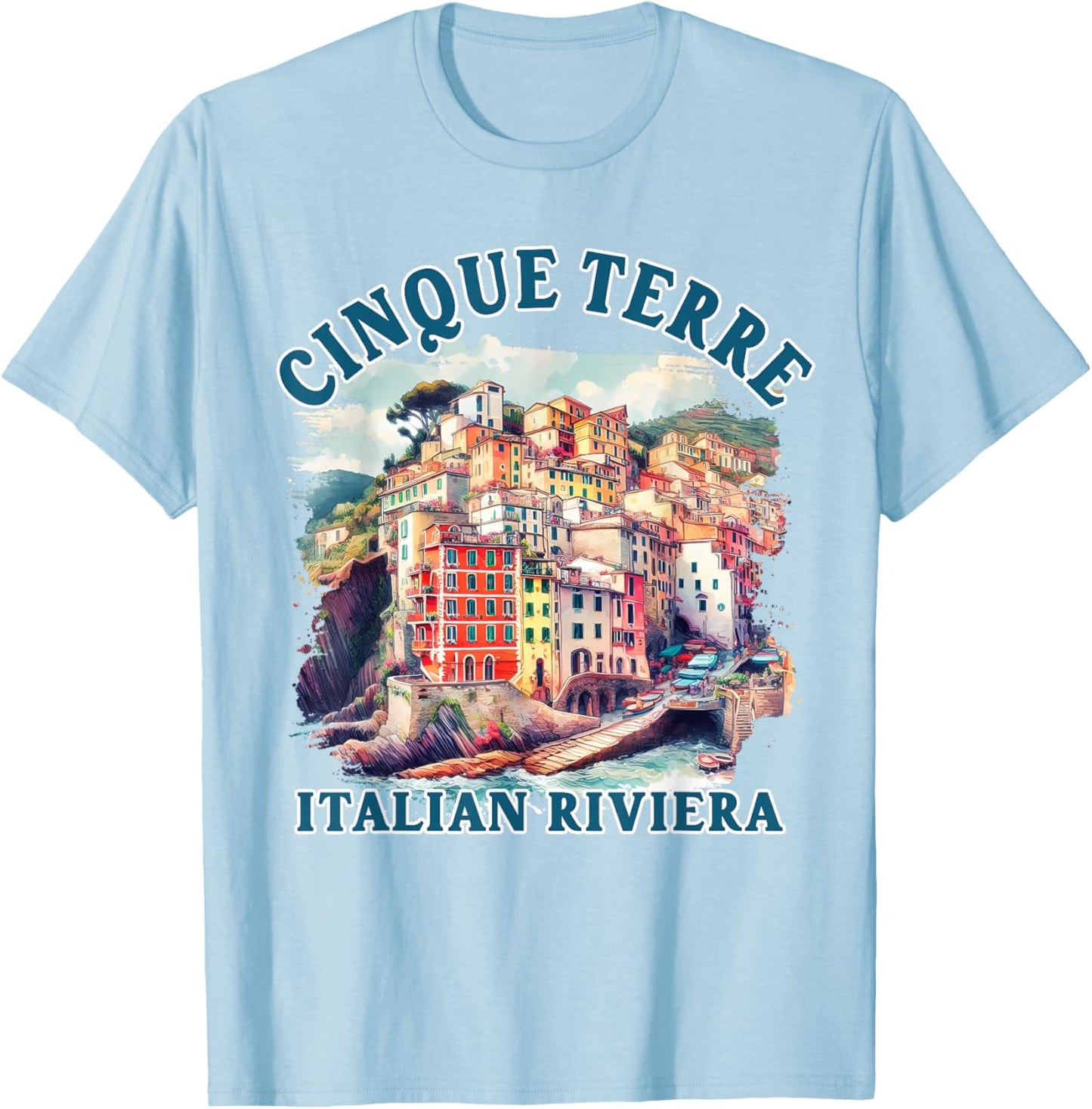 Cinque Terre Travel Italy Trip Cinque Terre Italian Riviera T-Shirt - T-Shirt | Light Blue