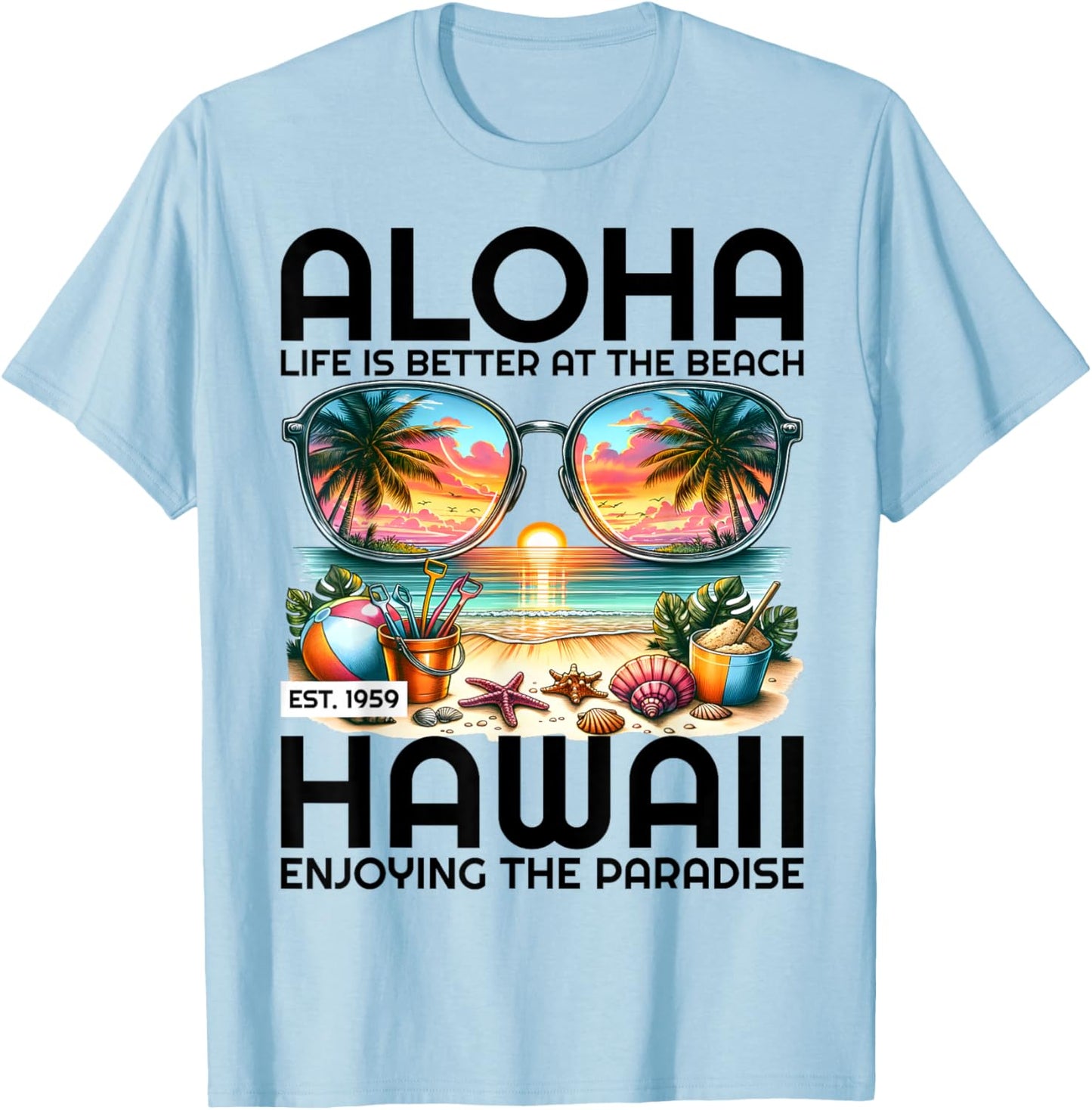 Aloha Hawaii Vintage Oahu Hawaiian Women Surfer Costumes T-Shirt - T-Shirt | Light Blue