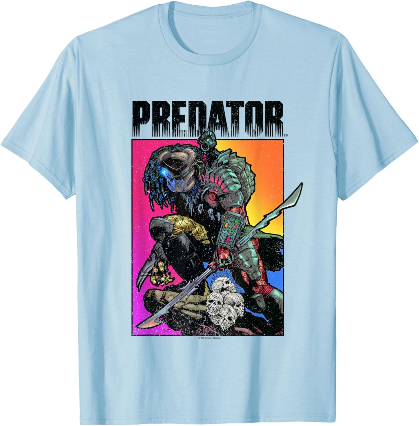 Predator Ready To Hunt Big Chest Iconic Retro Poster T-Shirt - T-Shirt | Light Blue