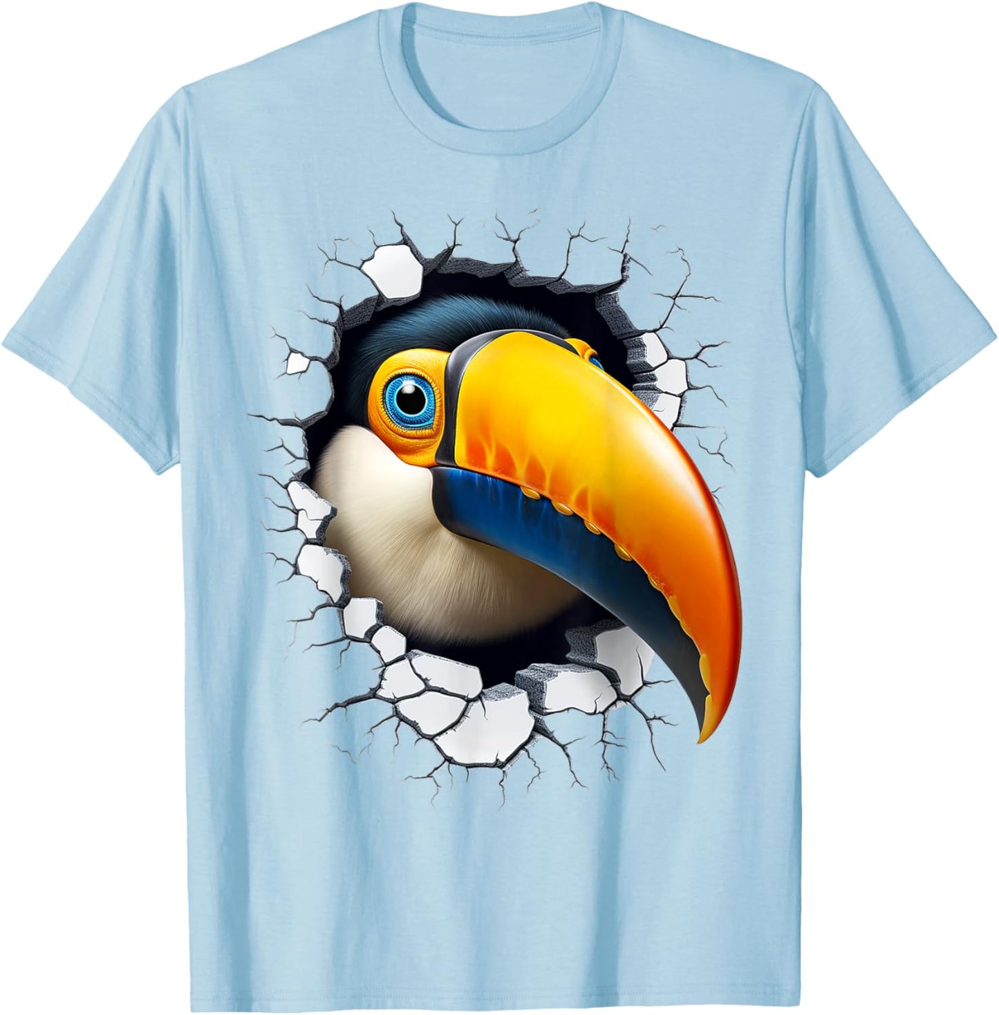 Toucan Animal Abstract Graphic Drawing Artwork Face Toucan T-Shirt - T-Shirt | Light Blue