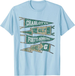 UNC Charlotte 49ers Distressed Pennants T-Shirt - T-Shirt | Light Blue
