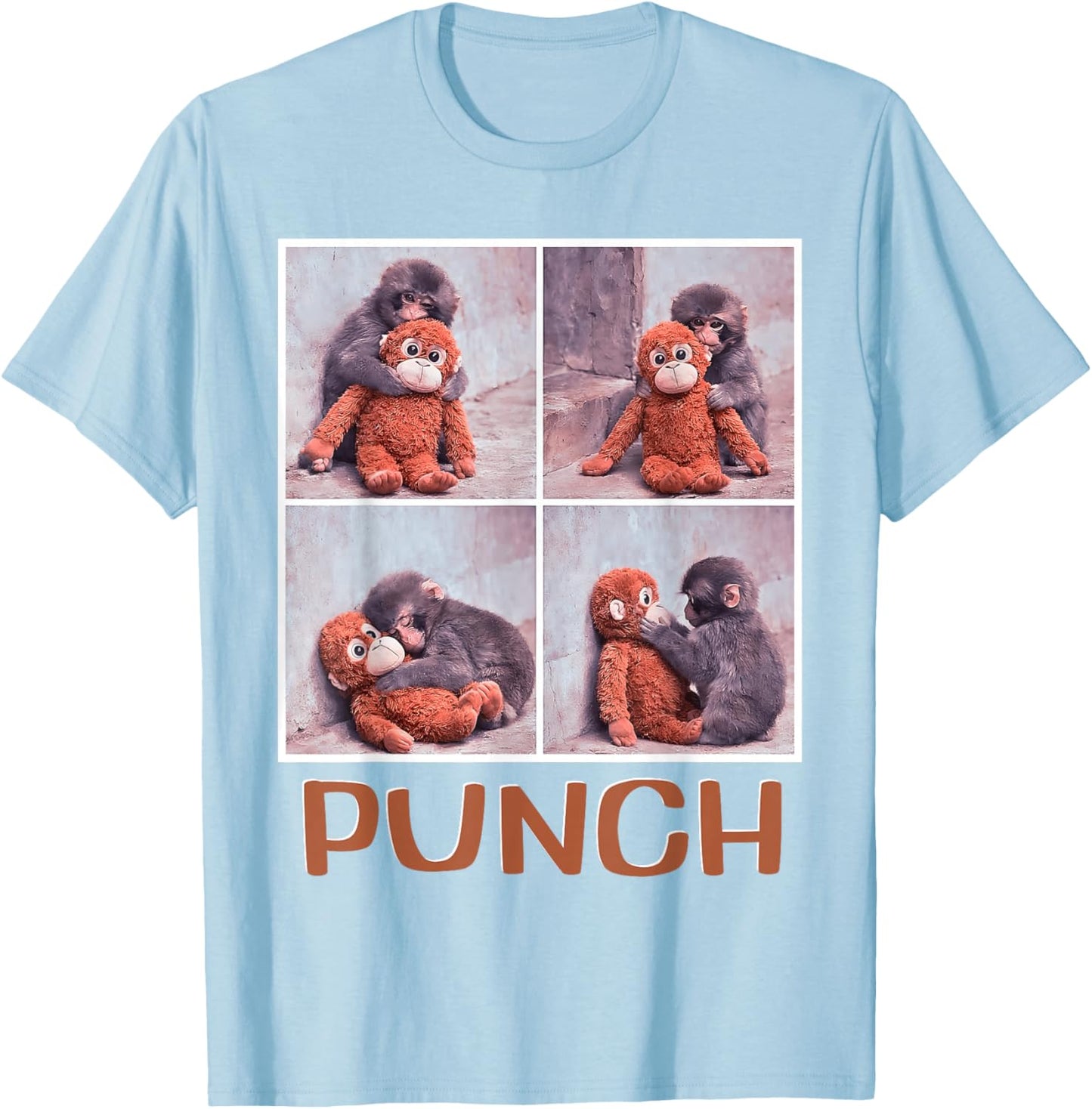Punch Baby Monkey Meme T-Shirt - T-Shirt | Light Blue