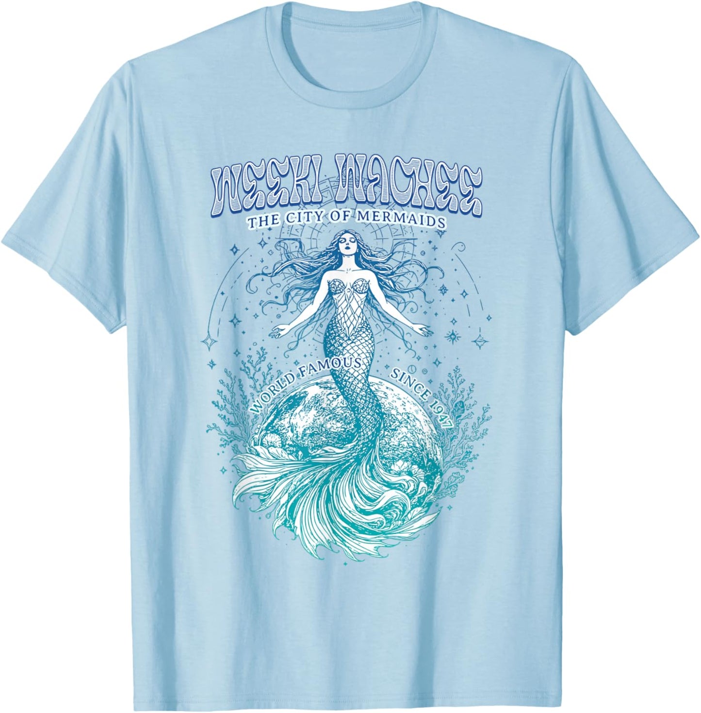 Weeki Wachee Florida Mermaid– City of Mermaids Since 1947 T-Shirt - T-Shirt | Light Blue