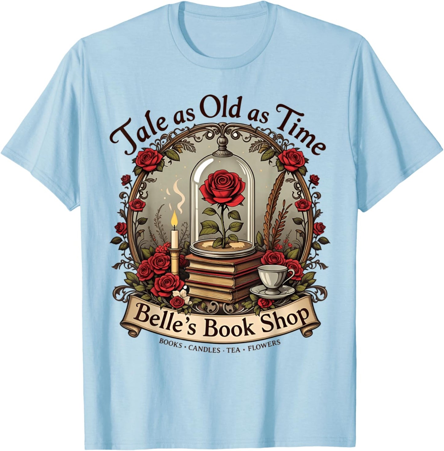 Tale As Old As Time Belle's Book Shop Book Coffee Book T-Shirt - T-Shirt | Light Blue