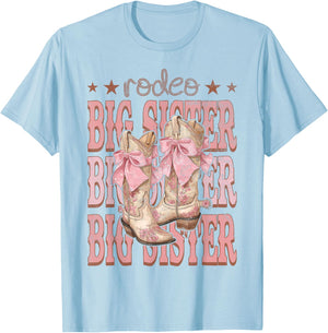 Rodeo Big Sister Pink Boots Coquette Cow-Girl Birthday Party T-Shirt - T-Shirt | Light Blue