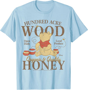 Winnie The Pooh - Hundred Acre Wood Pooh Organic Honey T-Shirt - T-Shirt | Light Blue