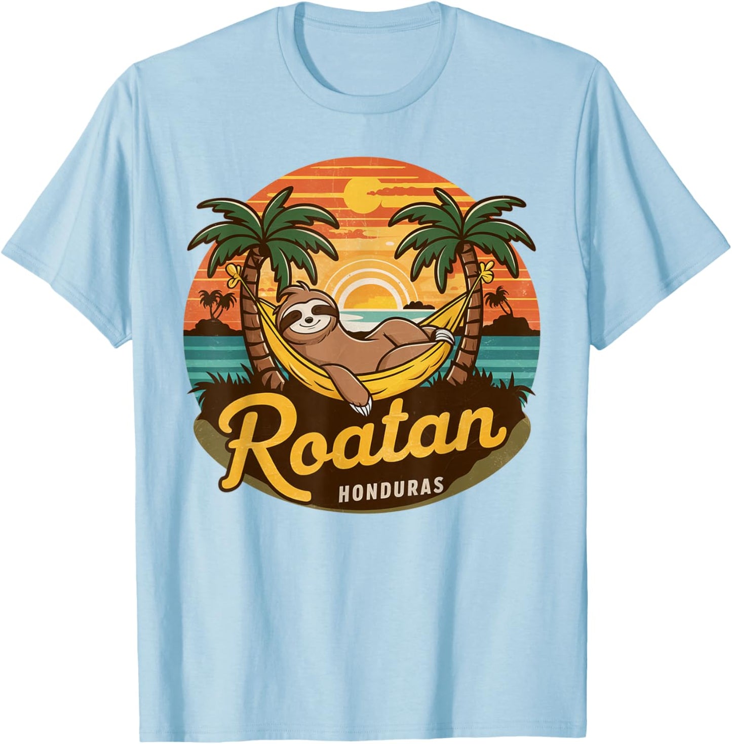 Roatan Sloth, Roatan Honduras Sloth, Roatan T-Shirt - T-Shirt | Light Blue