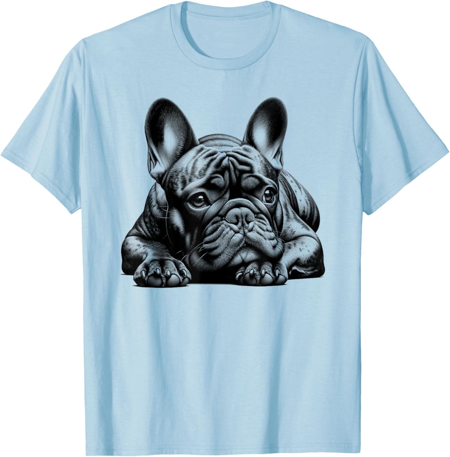 Dreamy French Bulldog in Lying Pose T-Shirt - T-Shirt | Light Blue