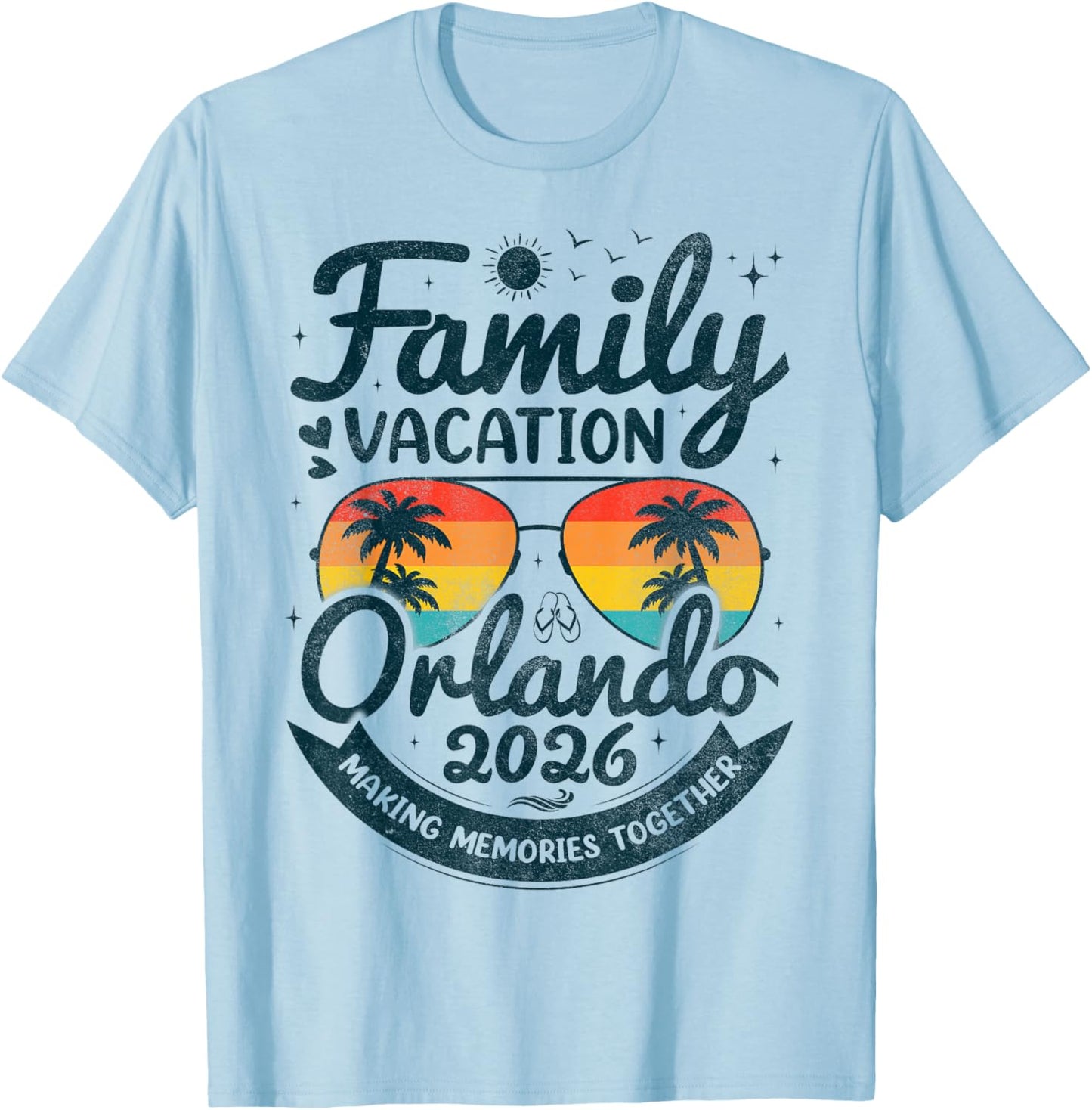 Family Vacation Orlando Beach 2026 Vintage Florida Group T-Shirt - T-Shirt | Light Blue