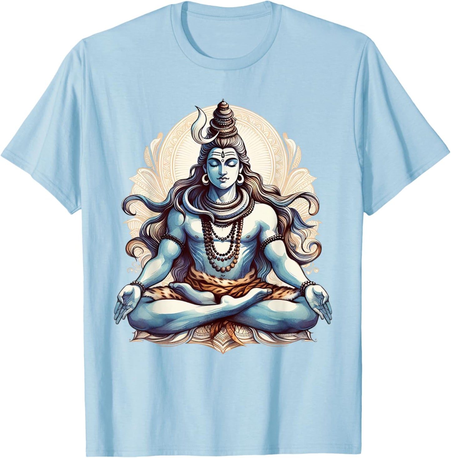 Lord Shiva Meditation Deity Hindu Mythology Religious T-Shirt - T-Shirt | Light Blue