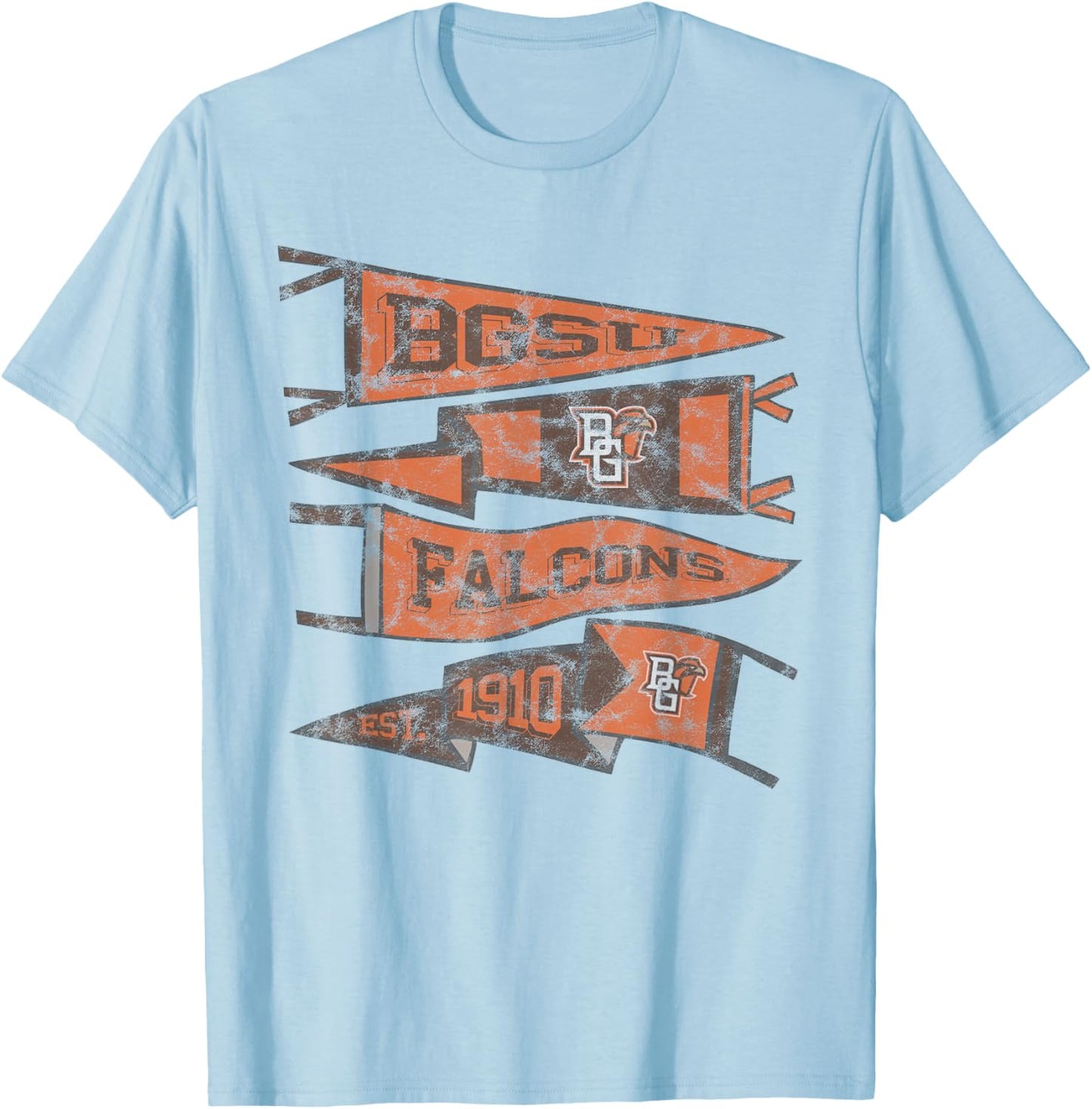 Bowling Green BGSU Falcons Distressed Pennants T-Shirt - T-Shirt | Light Blue