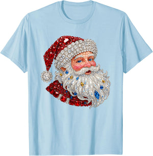 Vintage Santa Claus Face Shirt Christmas Xmas Santa Claus T-Shirt - T-Shirt | Light Blue