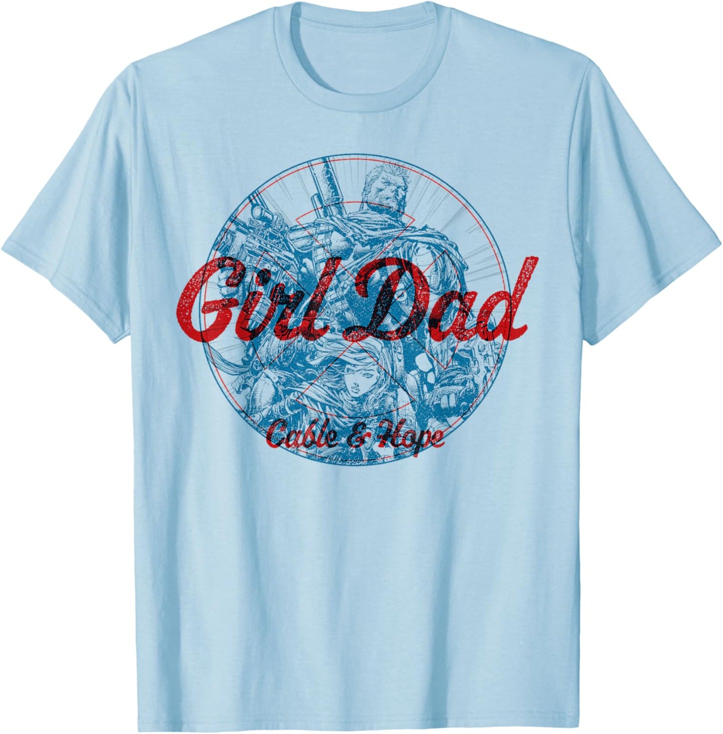 Marvel X-Men Father's Day Cable & Hope Girl Dad X-Men Logo T-Shirt - T-Shirt | Light Blue
