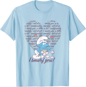 The Smurfs Valentine's Day I Smurf You! Vintage Heart Logo T-Shirt - T-Shirt | Light Blue
