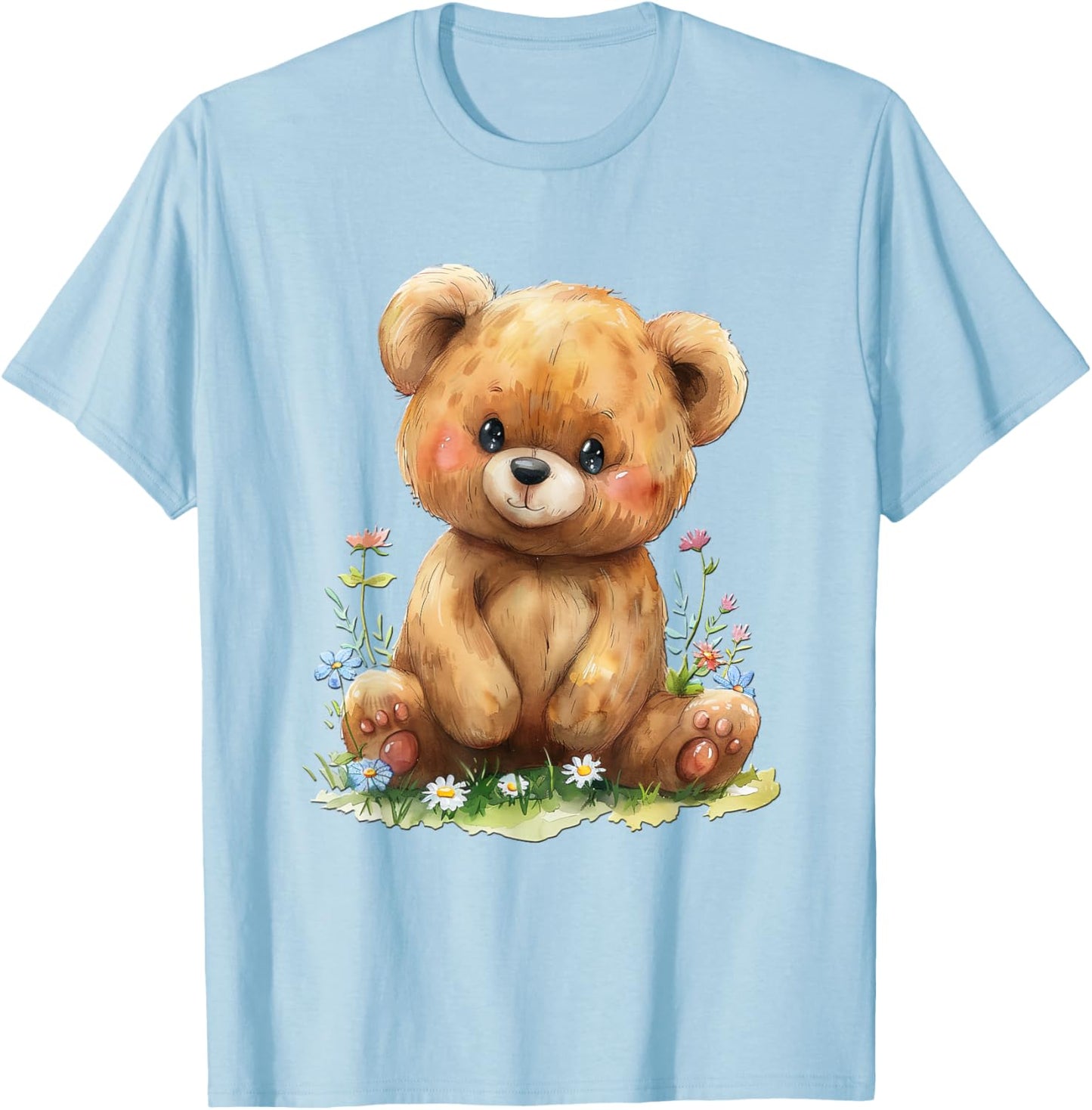 Baby Bear with Flowers Cute Lil Bears Snugglebear Daughter T-Shirt - T-Shirt | Light Blue