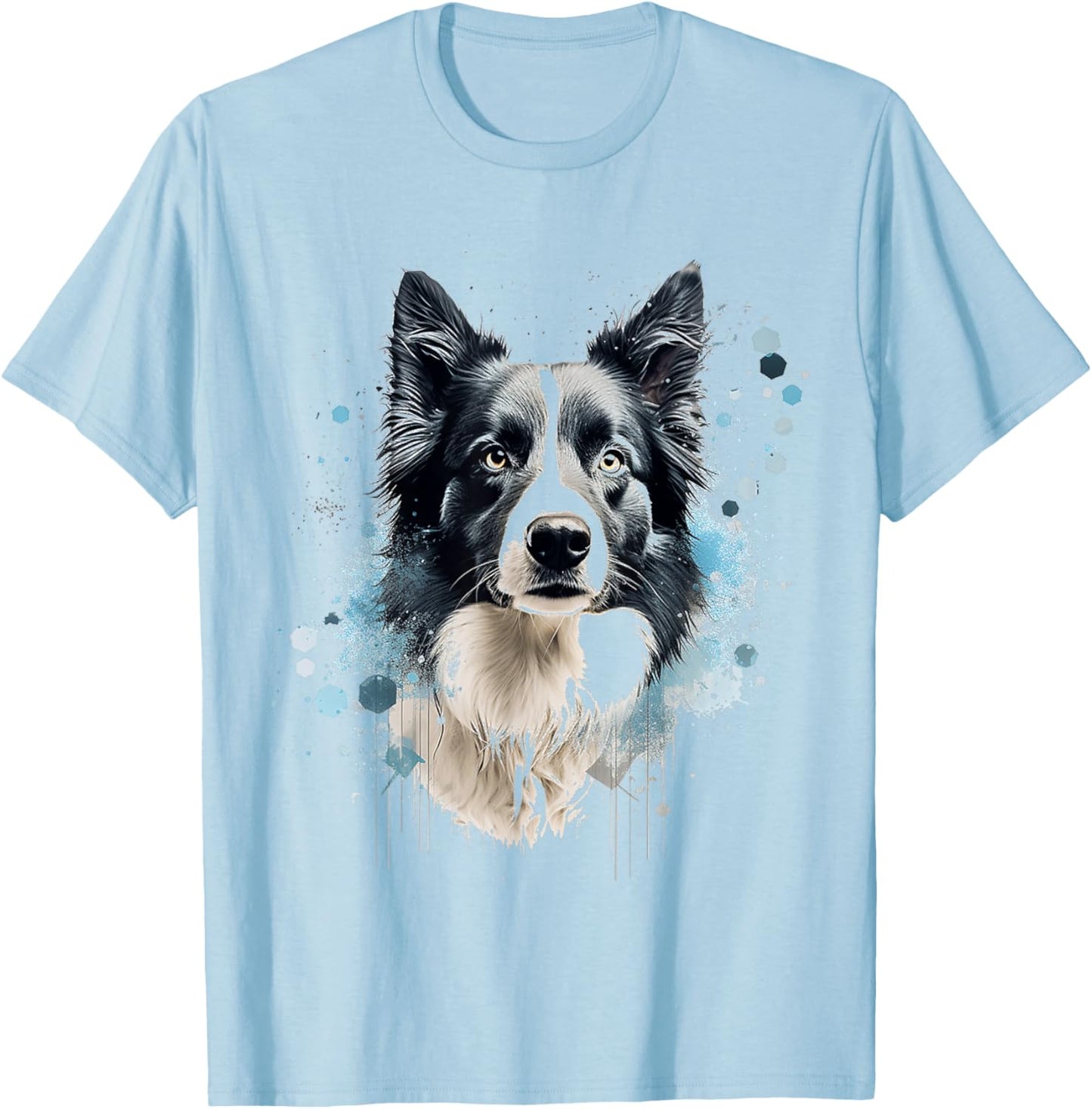 Border Collie Abstract Motif Painting Animal Border Collie T-Shirt - T-Shirt | Light Blue