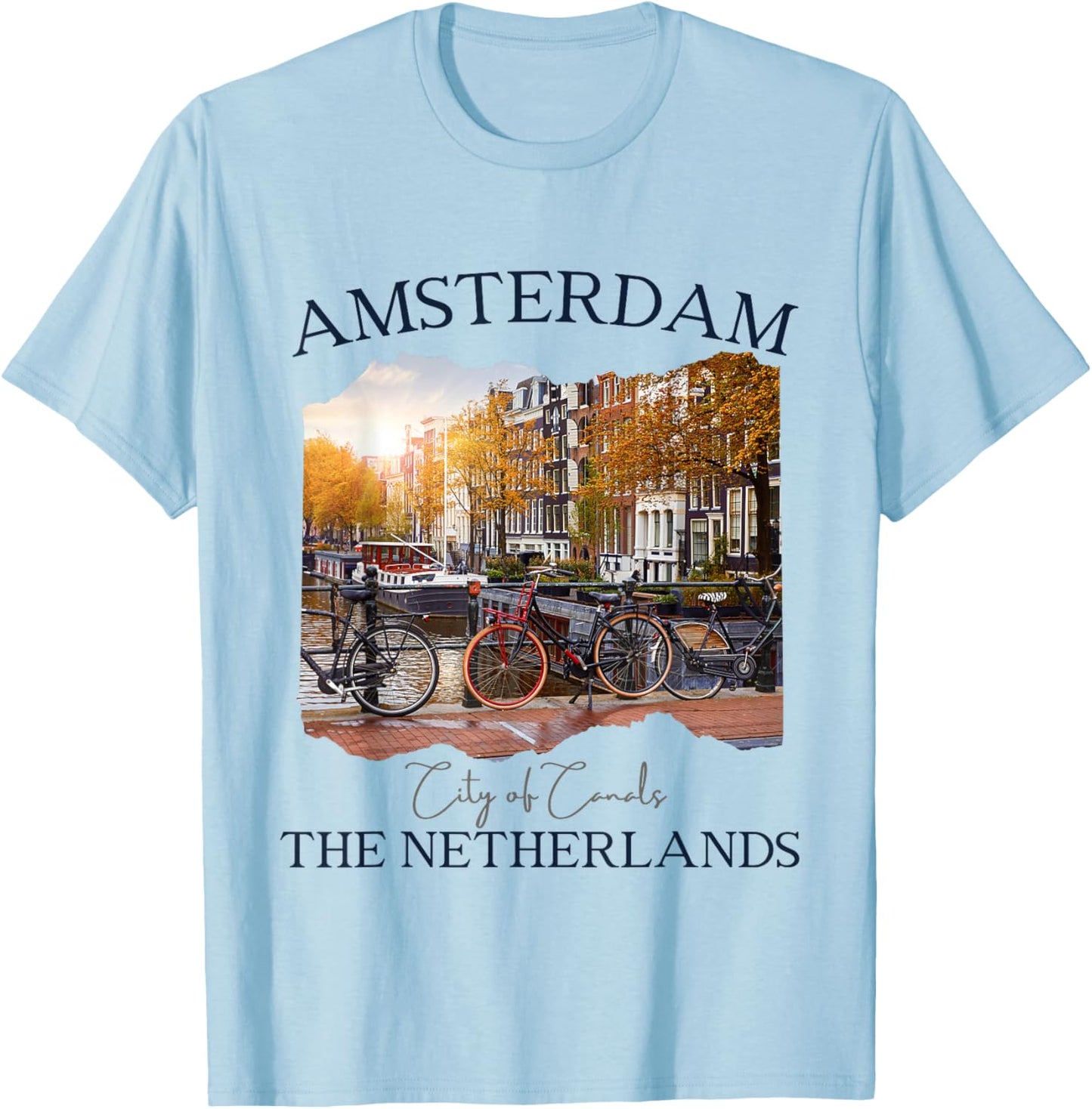 Amsterdam The Netherlands Tourist Souvenir Men Women Kids T-Shirt - T-Shirt | Light Blue