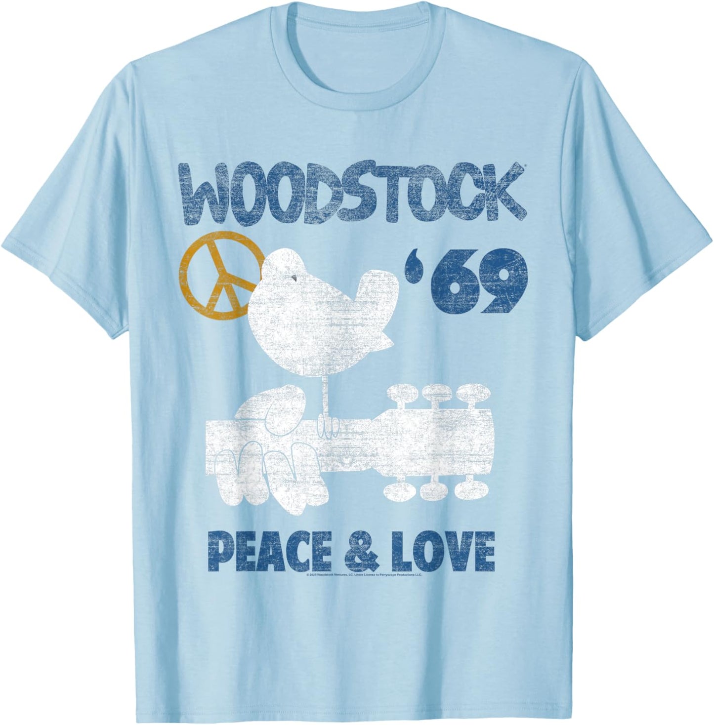 Woodstock Peace and Love T-Shirt - T-Shirt | Light Blue