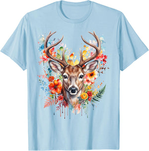 Trachtenshirt Damen Trachten Damen Outfit Hirsch T-Shirt - T-Shirt | Light Blue